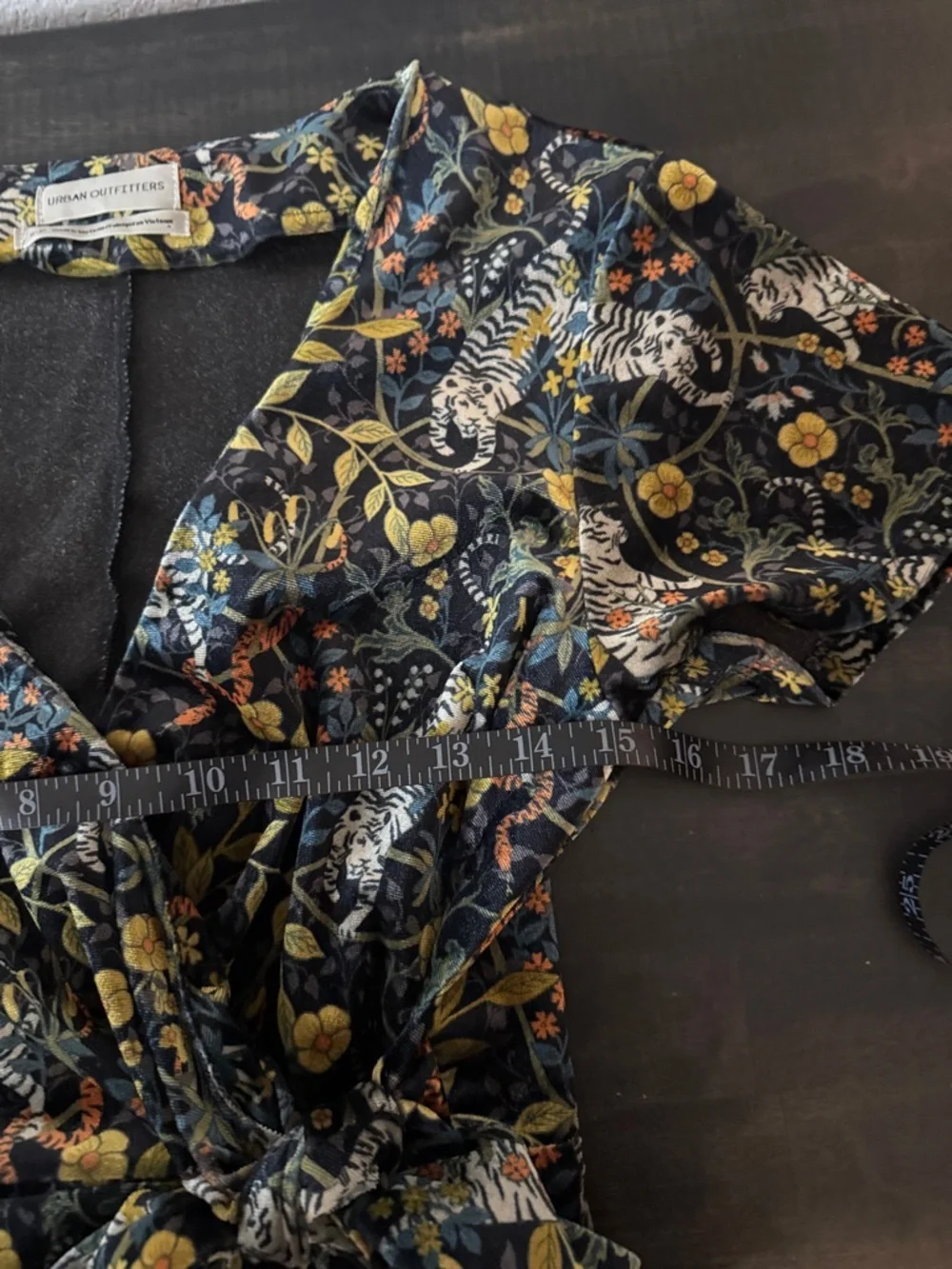 Urban Outfitters Multi Color Velvet White Tiger Tropical Dress Size small